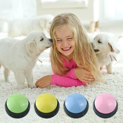 4-Piece Recordable Dog Communication Button Set with Stickers for Interactive Training