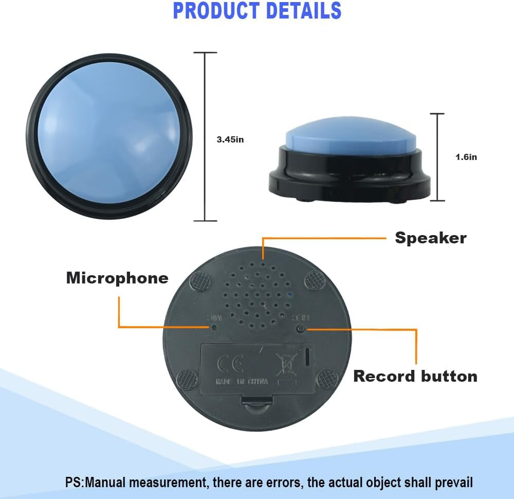 4-Piece Recordable Dog Communication Button Set with Stickers for Interactive Training