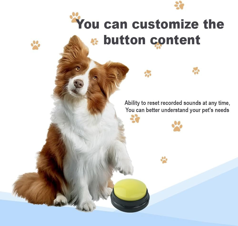 4-Piece Recordable Dog Communication Button Set with Stickers for Interactive Training